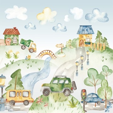 FOTOTAPETA AUTA CARS TRANSPORT WATERCOLOR 150x150