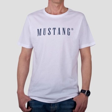 Koszulka Mustang Męska Bawełniana T-shirt z krótkim rękawem Biały r. L