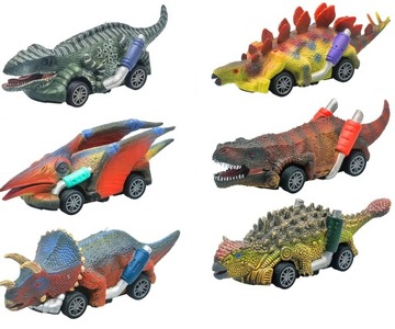 DINOZAURY SAMOCHODY DO ZABAWY Z TATĄ ZESTAW 6 SZT.