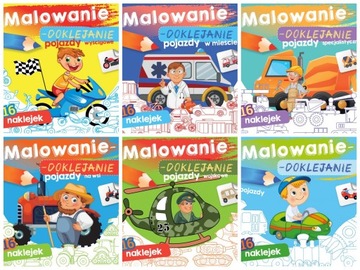 6X MALOWANIE DOKLEJANIE kolorowanka auta NAKLEJKI