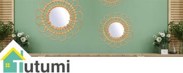 КРУГЛОЕ НАСТЕННОЕ ЗЕРКАЛО БОХО БАМБУК 34 см НАТУРАЛЬНЫЙ