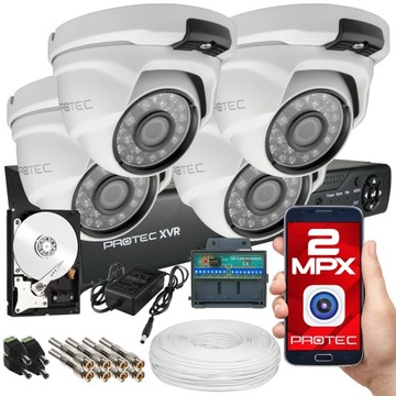 ZESTAW 4 KAMERY FULLHD MONITORING OBRAZ W NOCY 4TB