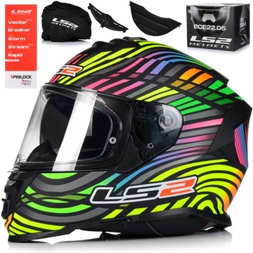 KASK MOTOCYKLOWY LS2 FF800 STORM II POWER + PINLOCK + BLENDA ECER 22.06