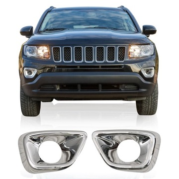 JEEP COMPASS I MK49 2011-2017 CHROMOWANE OSŁONY HALOGENÓW PRZÓD