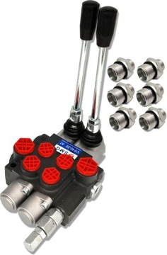 ROZDZIELACZ HYDRAULICZNY 2 SEKCYJNY 40L + PRZYŁĄCZA