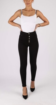 SPODNIE DAMSKIE Z WYSOKIM STANEM JEANS MODELUJĄCE 42