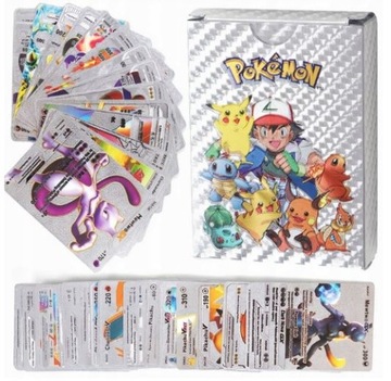 Srebrne Karty z Pikachu Kolekconerskie Pokemon 30 Sztuk Silver w Saszetce