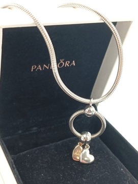 SREBRNY ŁAŃCUSZEK PANDORA+ZAWIESZKI