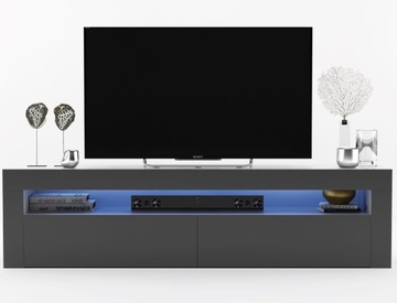 Nowoczesna Szafka RTV Grafit połysk 155 cm komoda