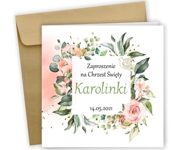 ZAPROSZENIA NA CHRZEST- boho PAPIER PERŁOWY