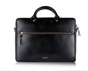 Skórzana damska torba na laptopa FL15 Positano czarna
