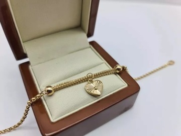 ZŁOTA BRANSOLETKA Z SERCEM ZDOBIONA 3,74G PRÓBA 585 21CM
