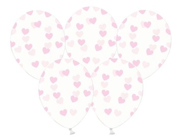 BALONY PRZEZROCZYSTE SERCA J. RÓŻOWE 30cm 5szt