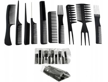 НАБОР ИЗ 10 ПАРИКМАХЕРСКИХ РАСЧЕСОК + ЧЕХОЛ