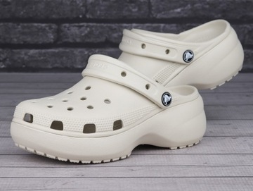 Klapki damskie, sportowe, chodaki Crocs CLASSIC PLATFORM CLOG BONE