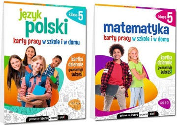 KLASA 5 JĘZYK POLSKI + MATEMATYKA KARTY PRACY W SZKOLE I W DOMU GREG 2023