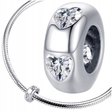 CHARMS KORALIK Z CYRONIAMI serca srebro 925