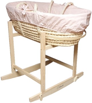 Cichoszki Zestaw Premium z pościelą Kosz + Materac 6cm+ Kołyska lakierowana