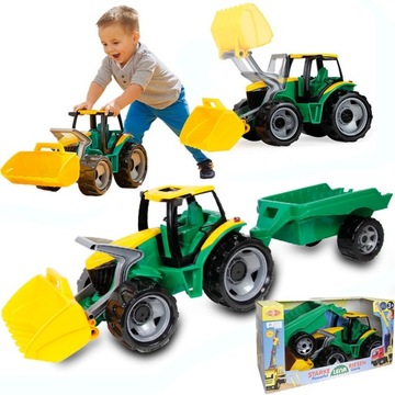 LENA TRAKTOR Z PRZYCZEPKĄ I ŁYŻKĄ GIGANT SPYCHACZ RUCHOME ELEMENTY