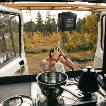 Душ для кемпинга портативный солнечный туристический ЕМКОСТЬЮ 40 л, ЧЕРНЫЙ НИЛЬЯ