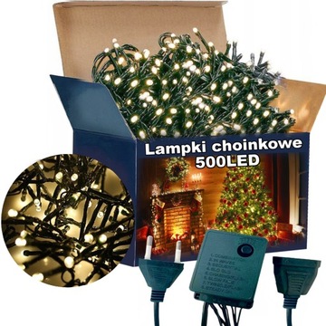 ŚWIATEŁKA ŚWIĄTECZNE 500 LED LAMPKI CHOINKOWE 40M ZEWNĘTRZNE BIAŁE CIEPŁE