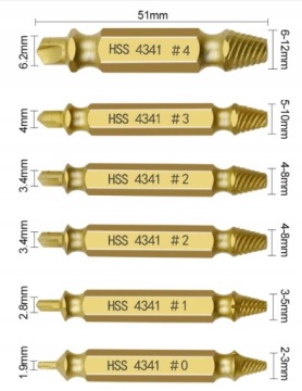ВИНТОВЫЕ ЭКСТРАКТОРЫ ДЛЯ СЛОМАННЫХ ШТИФТОВ 6 ШТ.