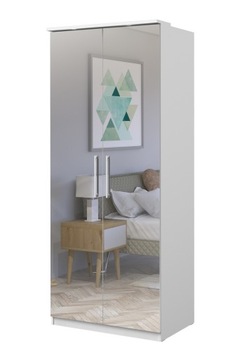 Szafa z Lustrem 90cm Biały Połysk OPTIMA 58