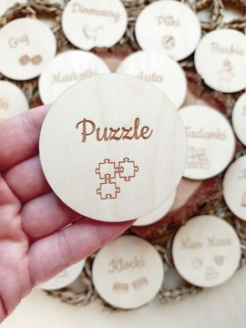 DREWNIANE ETYKIETY PLAKIETKI NA PUDEŁKA ZABAWKI IKEA TROFAST Grawerowane