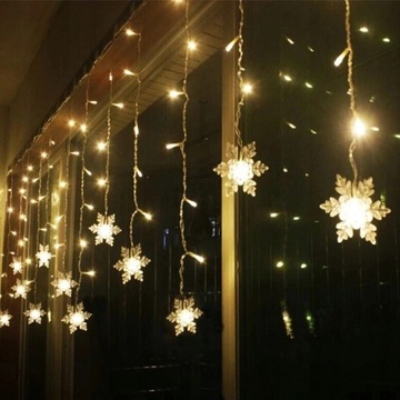 KURTYNA ŚWIETLNA LAMPKI LED GIRLANDA ŚNIEŻYNKI3,5m
