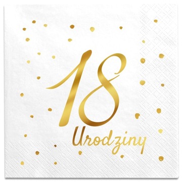 Serwetki urodzinowe białe 18 Urodziny osiemnastka