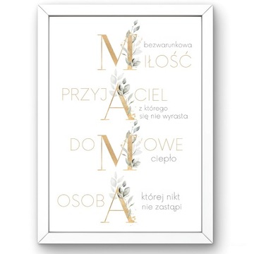 PREZENT NA DZIEŃ MAMY POMYSŁ NA PREZENT DLA MAMY OBRAZ W RAMIE PLAKAT A4