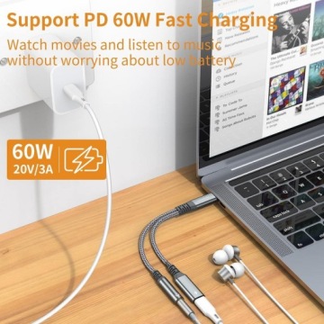 Переходник с USB-C на 3,5-мм разъем + USB-C