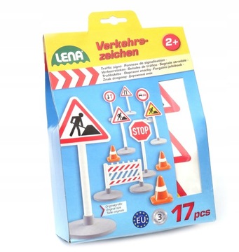 LENA znaki drogowe 17 elementów 14cm
