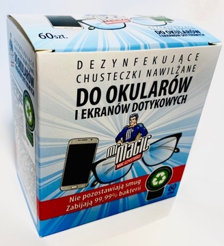 Chusteczki nawilżane do okularów Mr Magic 60 sztuk