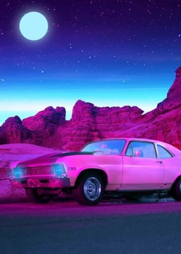 Plakat na płótnie Neon 80s Outrun Vaporwave styl p