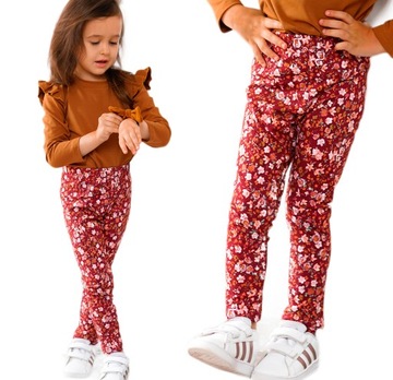 Legginsy spodnie getry KWIATY- 92 BORDOWY - BAYA