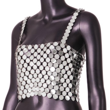 Błyszcząca cekinowa kamizelka gorsetowa Crop Top Y2K Glitter