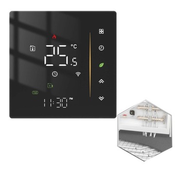 ZIGBEE TUYA Inteligentny termostat wodnego ogrzewania podłogowego czarny