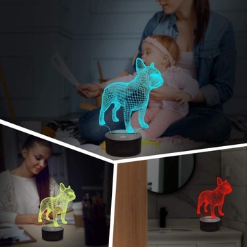 БУЛЬДОГ НОЧНАЯ ЛАМПА 3D СВЕТОДИОДНЫЕ ЦВЕТА ПУЛЬТ ДУ USB