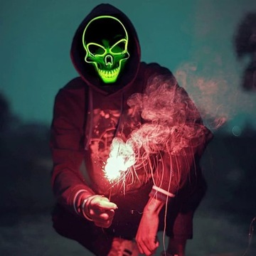 Маска Хэллоуина, сияющий, скелет, фиолетовый светодиод