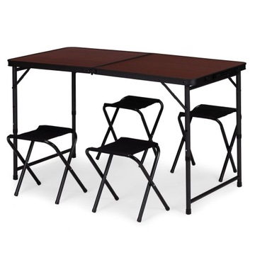 Туристический стол, складной садовый стол, чемодан, 4 стула, 120х60х70 см.