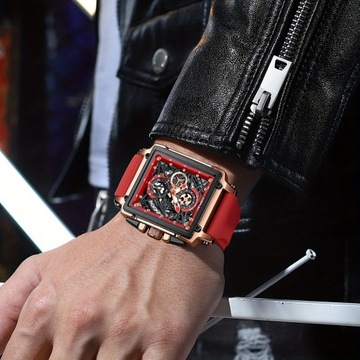 Мужские спортивные часы CRRJU, многофункциональные водонепроницаемые квадратные.