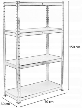 Металлический гаражный стеллаж 150х70х30 150кг.