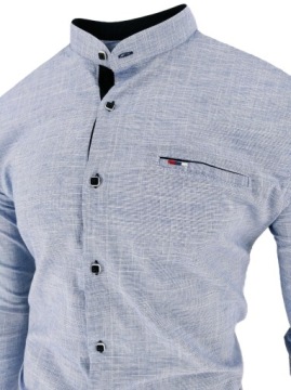 РУБАШКА МУЖСКАЯ, СИНИЙ ВОРОТНИК-СТОЙКА, ЗНАК 07 5XL 51/52