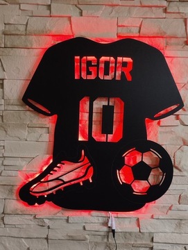 LAMPKA NOCNA LED Piłka Nożna XL IMIĘ NUMER 52cmx49cm +Pilot+2piłki gratis