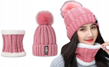 Теплый женский зимний комплект, шапка-утеплитель на шею