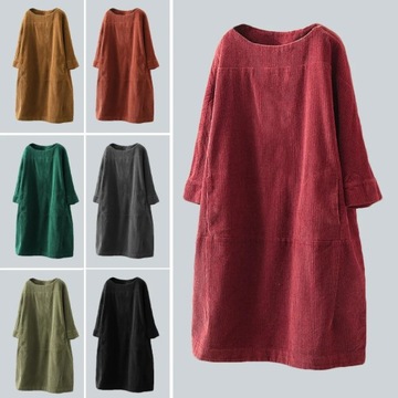 Women Dress Autumn Winter Casual Warm Solid Color