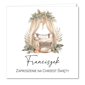 Zaproszenie na chrzest z kopertą Imię Dziecka