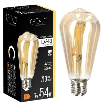 Żarówka FILAMENT LED E27 ST64 GOLD 7W 3000K ciepła 710lm EDO