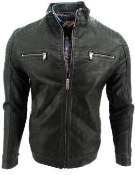 КУРТКА ПЕРЕХОДНАЯ МУЖСКАЯ, ЭКО-КОЖА, ЧЕРНАЯ M